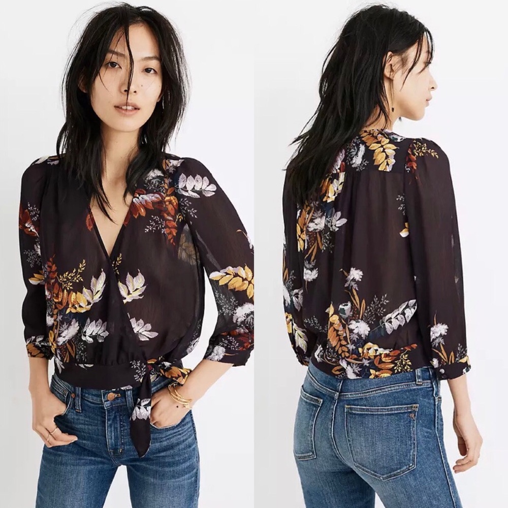 Madewell Wrap Top in Blooming Oasis